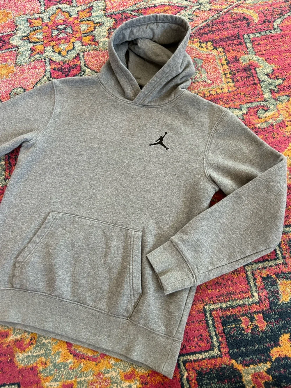 Nike | Youth Jordan Heather Grey Pullover Hoodie Black Jordan Logo Sz XL(13-15)